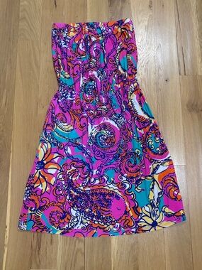 Lilly Pulitzer Atwood Strapless Sea Be Seen Stretch Dress